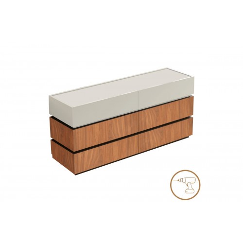 Συρταριέρα Sonlen Pakoworld Mdf Σε Καρυδί-Μπεζ Απόχρωση 120X40X72Εκ