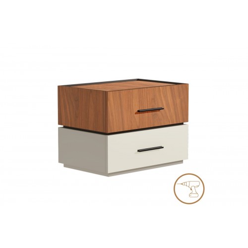 Κομοδίνο Sonlen Pakoworld Mdf Σε Καρυδί-Μπεζ Απόχρωση 60X40X44.5Εκ