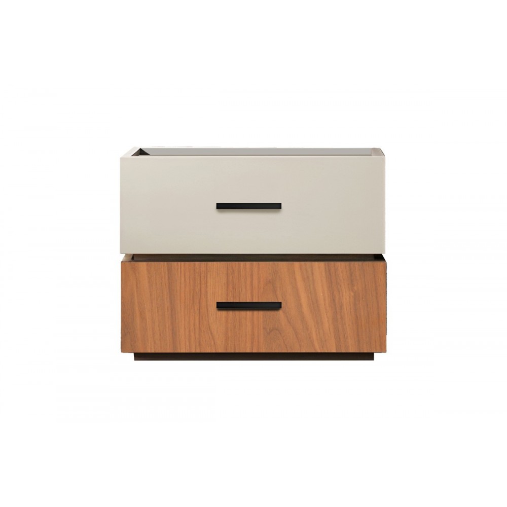 Κομοδίνο Sonlen Pakoworld Mdf Σε Καρυδί-Μπεζ Απόχρωση 60X40X44.5Εκ