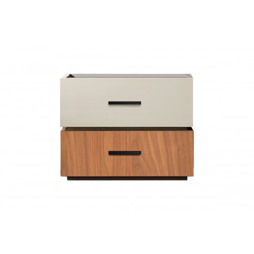 Κομοδίνο Sonlen Pakoworld Mdf Σε Καρυδί-Μπεζ Απόχρωση 60X40X44.5Εκ