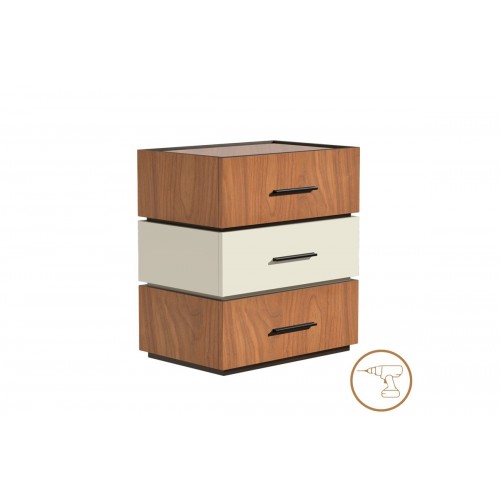 Κομοδίνο Sonlen Pakoworld Mdf Σε Καρυδί-Μπεζ Απόχρωση 60X40X66Εκ