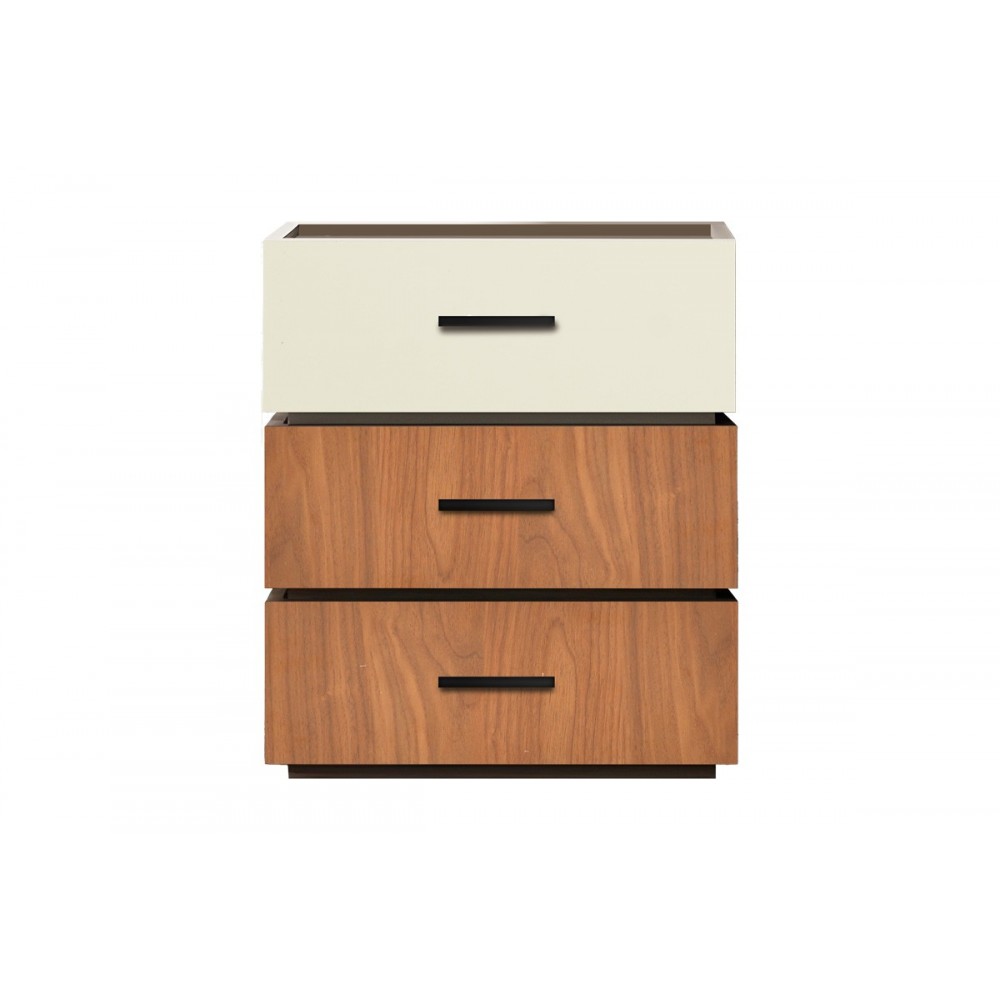 Κομοδίνο Sonlen Pakoworld Mdf Σε Καρυδί-Μπεζ Απόχρωση 60X40X66Εκ