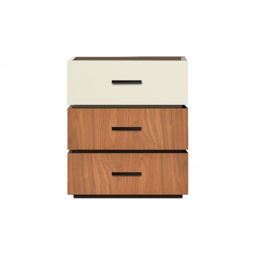 Κομοδίνο Sonlen Pakoworld Mdf Σε Καρυδί-Μπεζ Απόχρωση 60X40X66Εκ