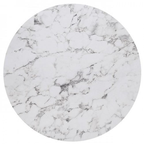 Hpl (High Pressure Laminated) Επιφάνεια Τραπεζιού Απόχρωση White Marble, Φ120cm/12mm Εξωτερικού Χώρου