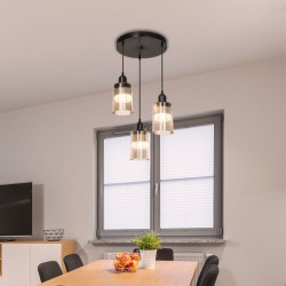 Φωτιστικό Οροφής Τρίφωτο Pwl-1195 Pakoworld Ε27 Μαύρο-Amber Φ30X80Εκ