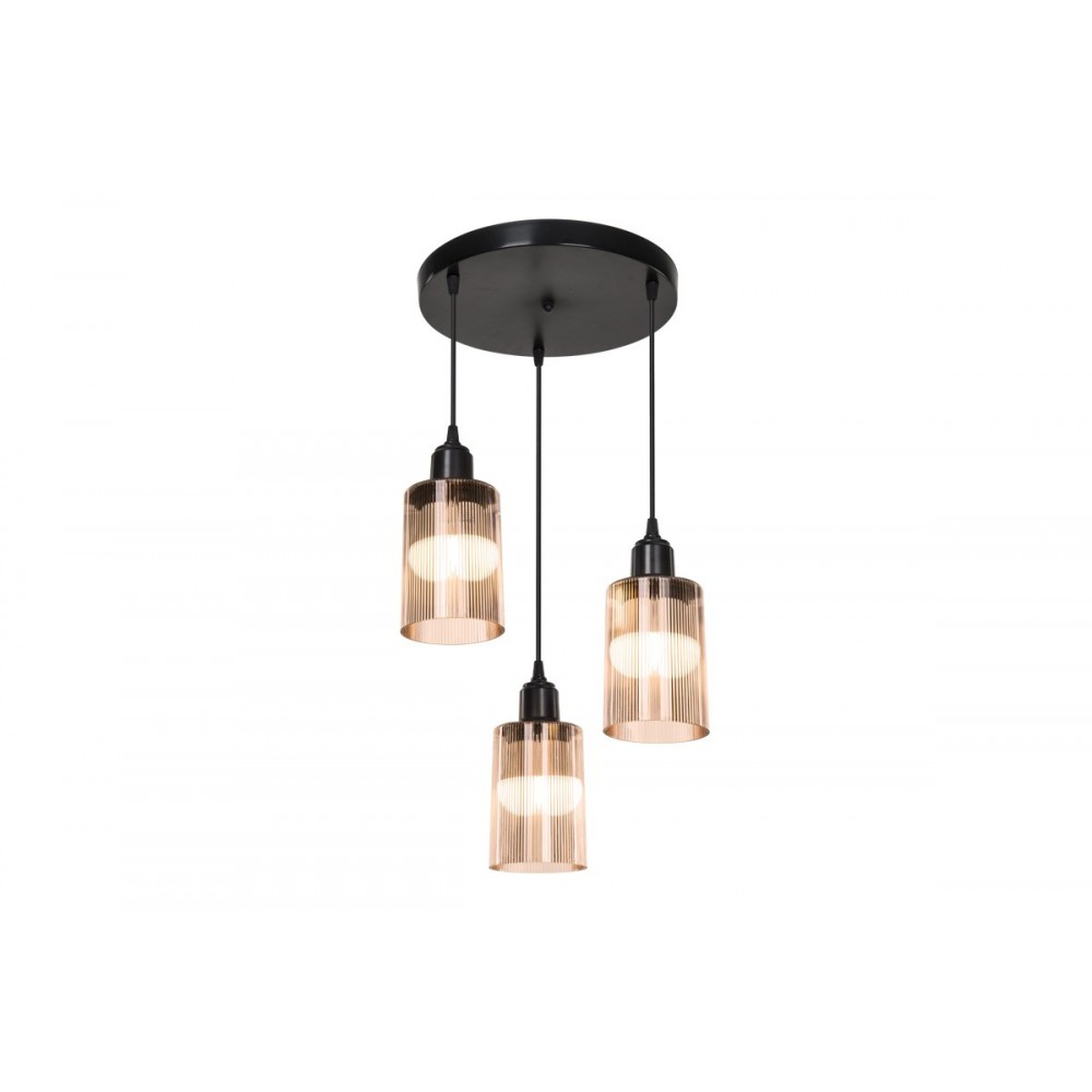 Φωτιστικό Οροφής Τρίφωτο Pwl-1195 Pakoworld Ε27 Μαύρο-Amber Φ30X80Εκ