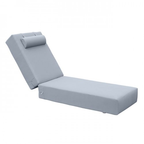 Sunlounger Μαξιλάρι Ξαπλώστρας 20Cm, Προσκέφαλο, Ύφασμα Water Repellent Γκρι, Φερμουάρ 196x60