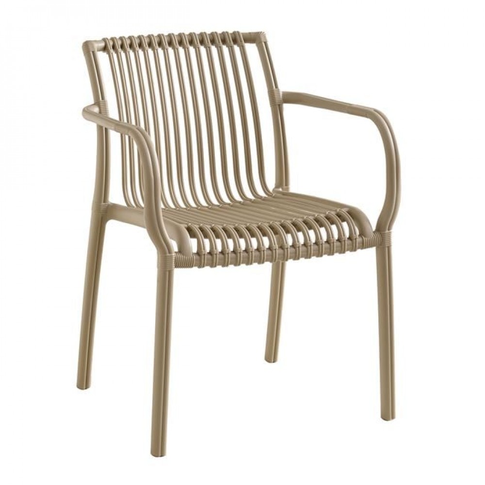 Modena Πολυθρόνα Στοιβαζόμενη, Pp-Uv Protection Tortora 57x58x79cm