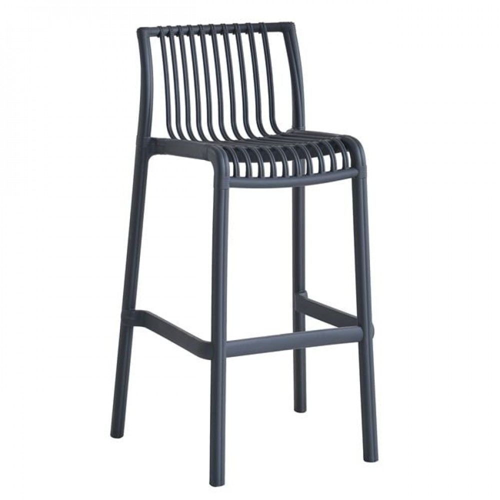 Modena Σκαμπό Bar Στοιβαζόμενο Pp-Uv Protection Ανθρακί 50x50x76/100cm