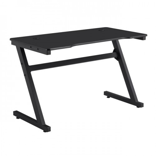 Gaming Γραφείο 120X60Cm Μέταλλο Βαφή Μαύρο, Επιφάνεια Mdf Μαύρο, Με Βάση Ακουστικών