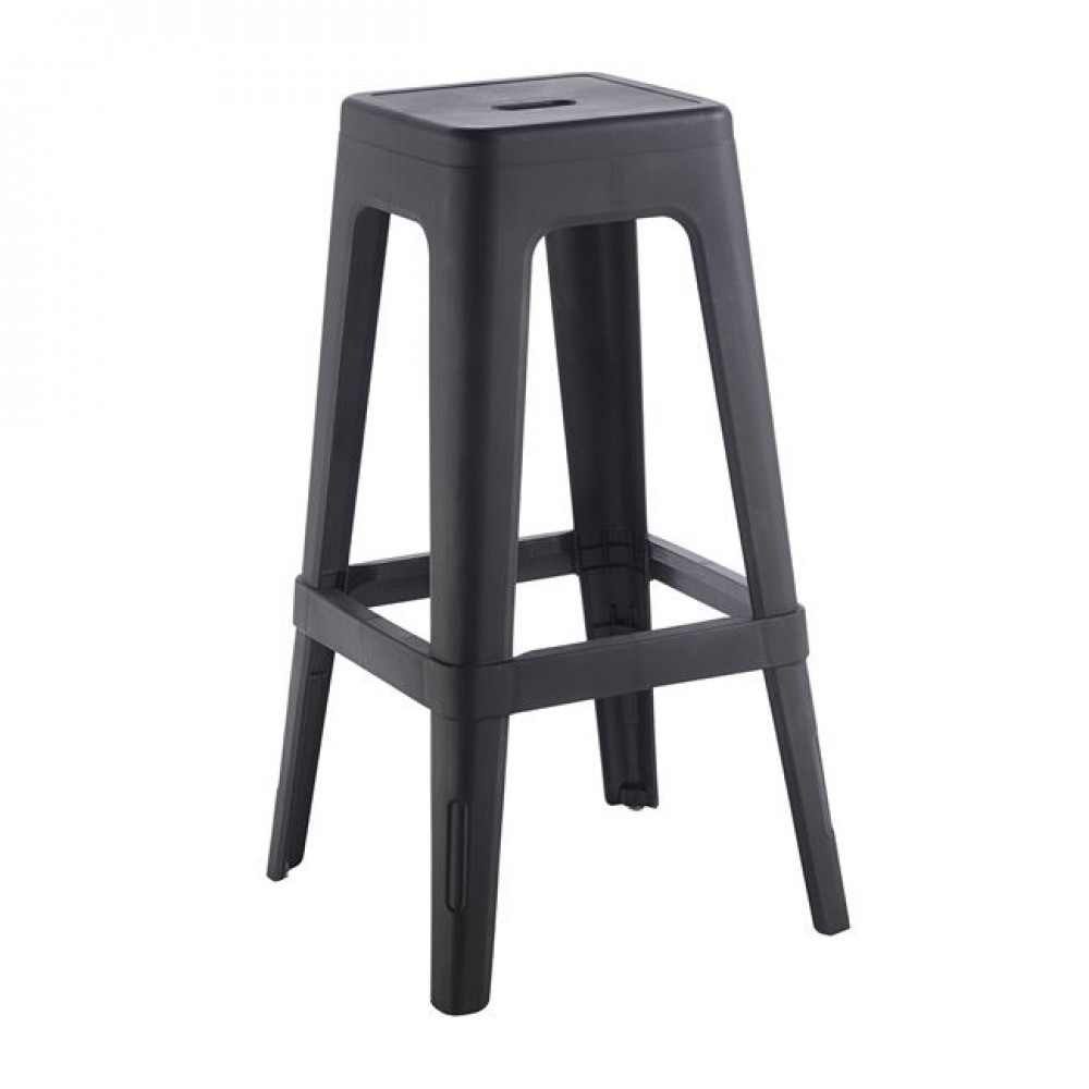 Relix Pp Σκαμπό Bar Στοιβαζόμενο, Pp Απόχρωση Μαύρο 42x42x76cm