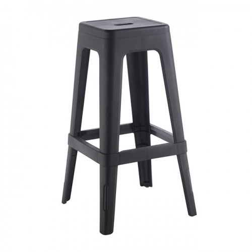 Relix Pp Σκαμπό Bar Στοιβαζόμενο, Pp Απόχρωση Μαύρο 42x42x76cm