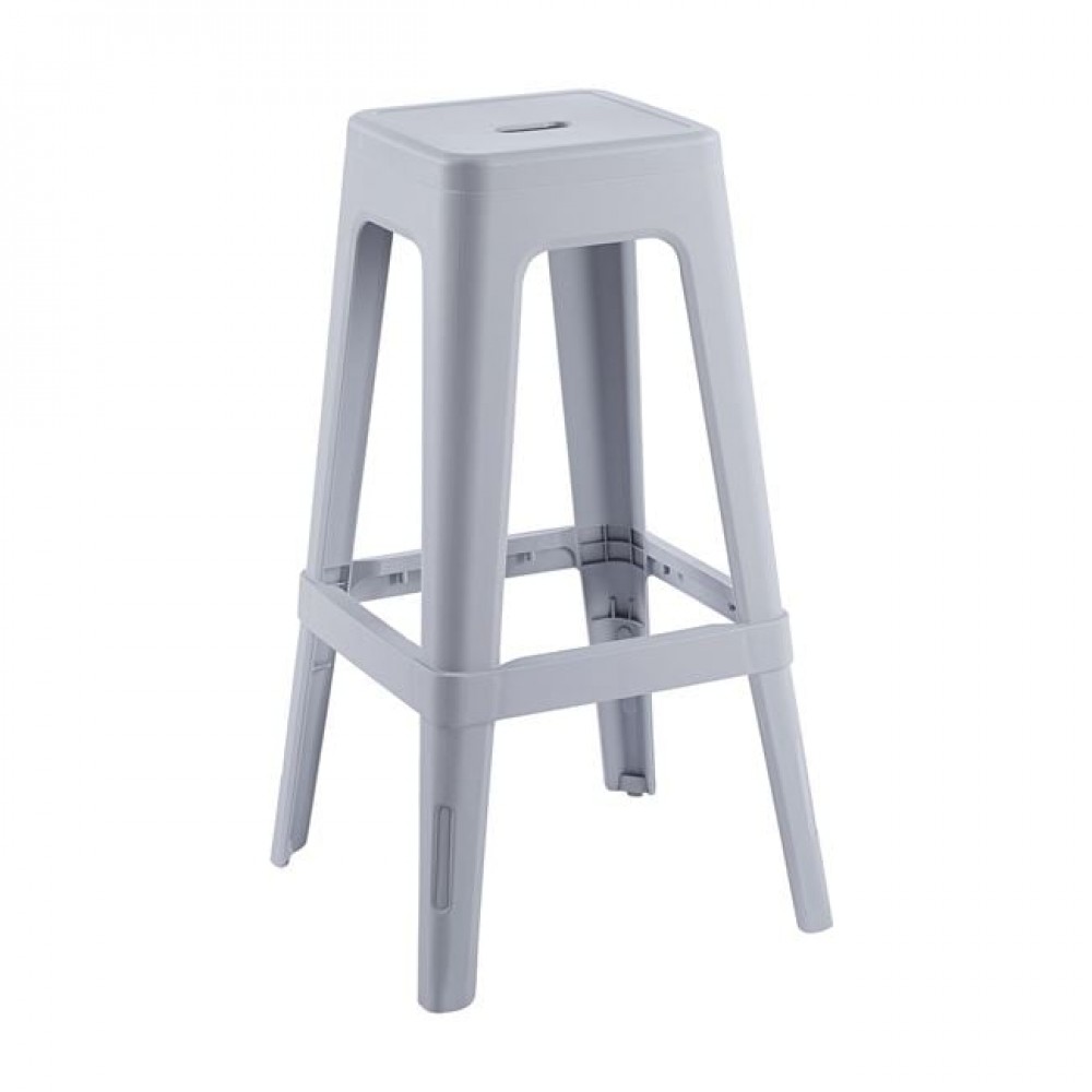 Relix Pp Σκαμπό Bar Στοιβαζόμενο, Pp Απόχρωση Γκρι 42x42x76cm