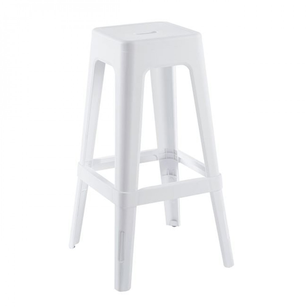 Relix Pp Σκαμπό Bar Στοιβαζόμενο, Pp Απόχρωση Άσπρο 42x42x76cm