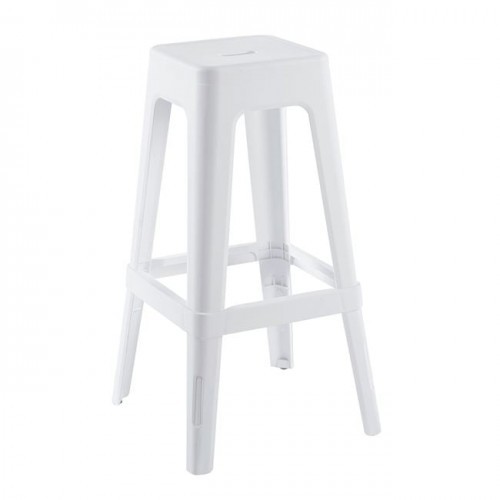 Relix Pp Σκαμπό Bar Στοιβαζόμενο, Pp Απόχρωση Άσπρο 42x42x76cm