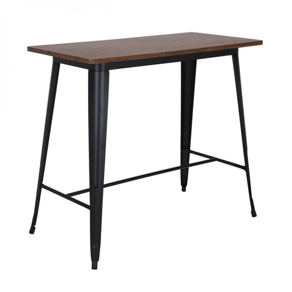 Relix Wood Dark Oak Τραπέζι Bar-Pro, Μέταλλο Βαφή Μαύρο 120x60x102cm