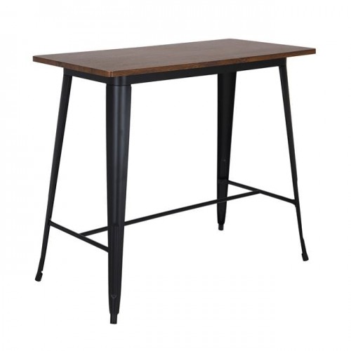 Relix Wood Dark Oak Τραπέζι Bar-Pro, Μέταλλο Βαφή Μαύρο 120x60x102cm