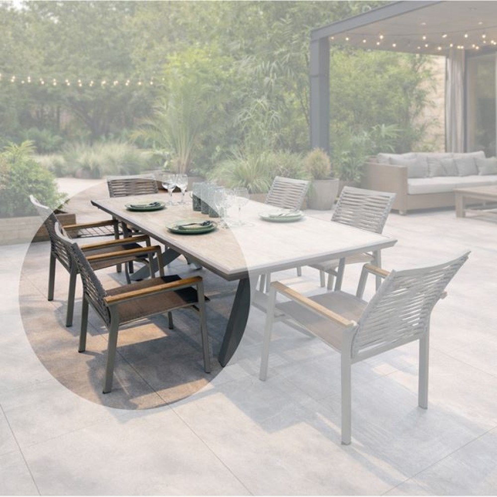 Sierra Πολυθρόνα Dining Στοιβαζόμενη Αλουμινίου, Γκρι Padded Κάθισμα & Flat Wicker 56x65x87cm