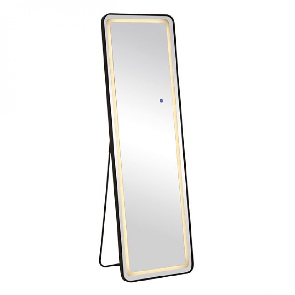 Led-7 Καθρέπτης Τοίχου-Δαπέδου Φωτιζόμενος, Αλουμίνιο Μαύρο, Αφής Με 3 Επιλογές Φωτισμού 50x32x160cm