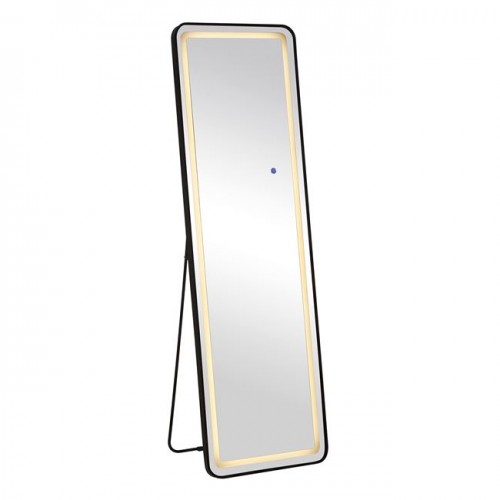 Led-7 Καθρέπτης Τοίχου-Δαπέδου Φωτιζόμενος, Αλουμίνιο Μαύρο, Αφής Με 3 Επιλογές Φωτισμού 50x32x160cm