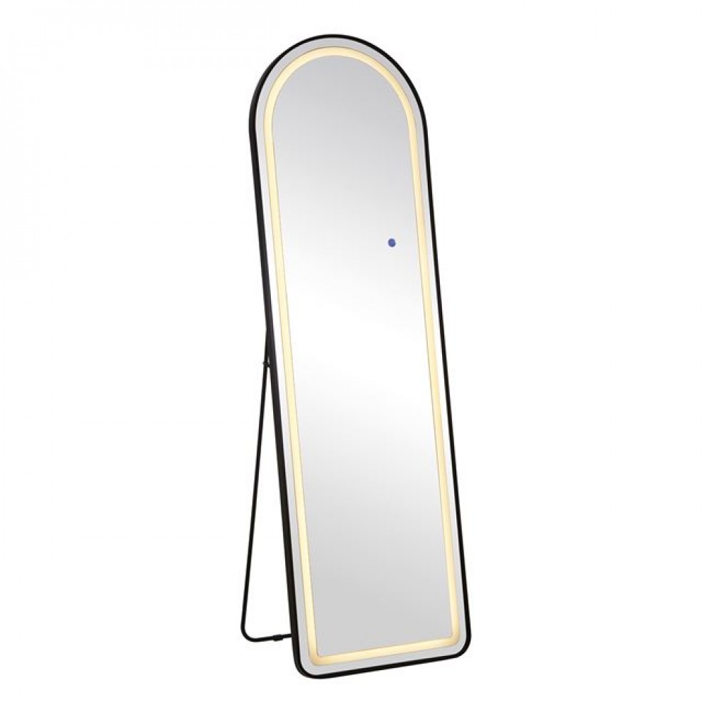 Led-8 Καθρέπτης Τοίχου-Δαπέδου Φωτιζόμενος, Αλουμίνιο Μαύρο, Αφής Με 3 Επιλογές Φωτισμού 50x32x160cm