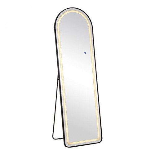 Led-8 Καθρέπτης Τοίχου-Δαπέδου Φωτιζόμενος, Αλουμίνιο Μαύρο, Αφής Με 3 Επιλογές Φωτισμού 50x32x160cm