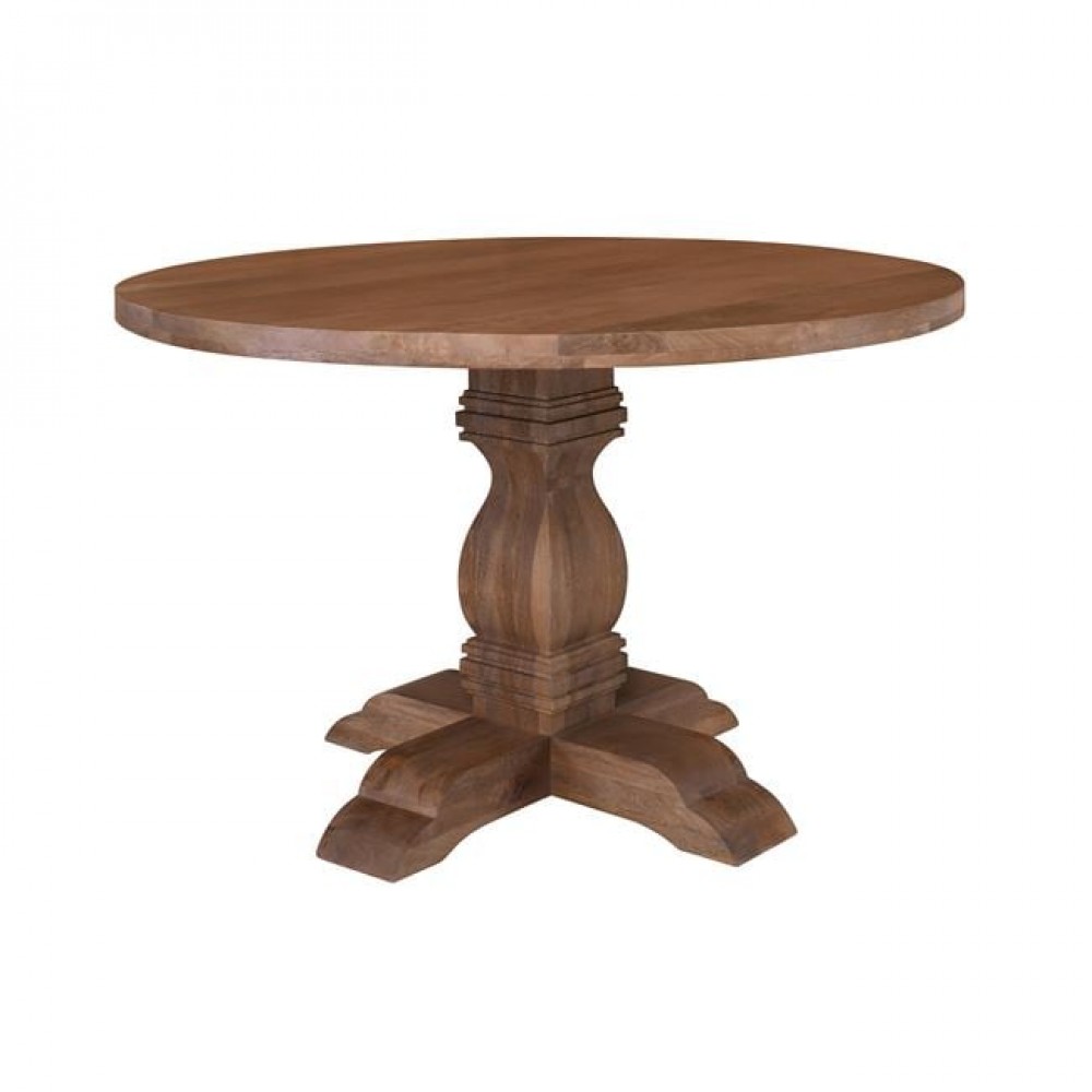 Atlas Τραπέζι Τραπεζαρίας, Ξύλο Mango, Απόχρωση Smoke Walnut Φ120x76cm