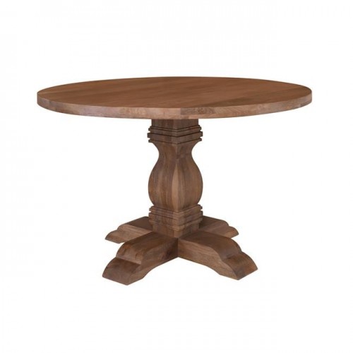 Atlas Τραπέζι Τραπεζαρίας, Ξύλο Mango, Απόχρωση Smoke Walnut Φ120x76cm
