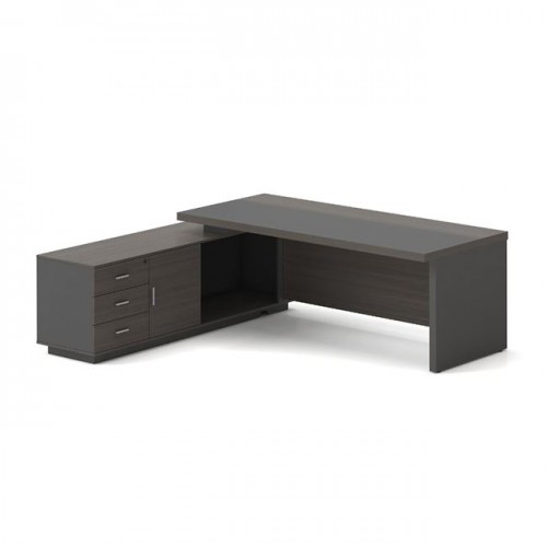 Vip Γραφείο Αριστερή Γωνία, Απόχρωση Grey Walnut 200x180x75/62 cm
