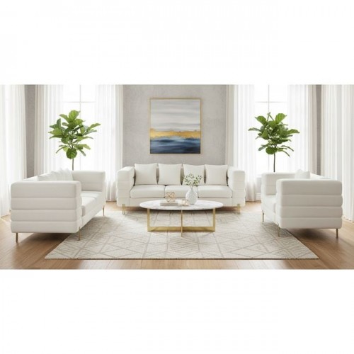 Morris Set Σαλόνι - Καθιστικό 3Θέσιος + 2Θέσιος + Πολυθρόνα Ύφασμα Teddy Άσπρο 220x84x76cm