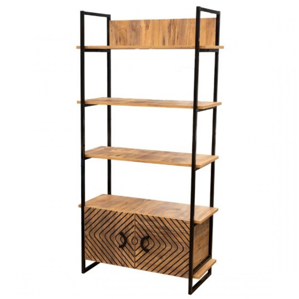 Βιβλιοθήκη "Gate" σε χρώμα atlantic pine-μαύρο 82x35x180