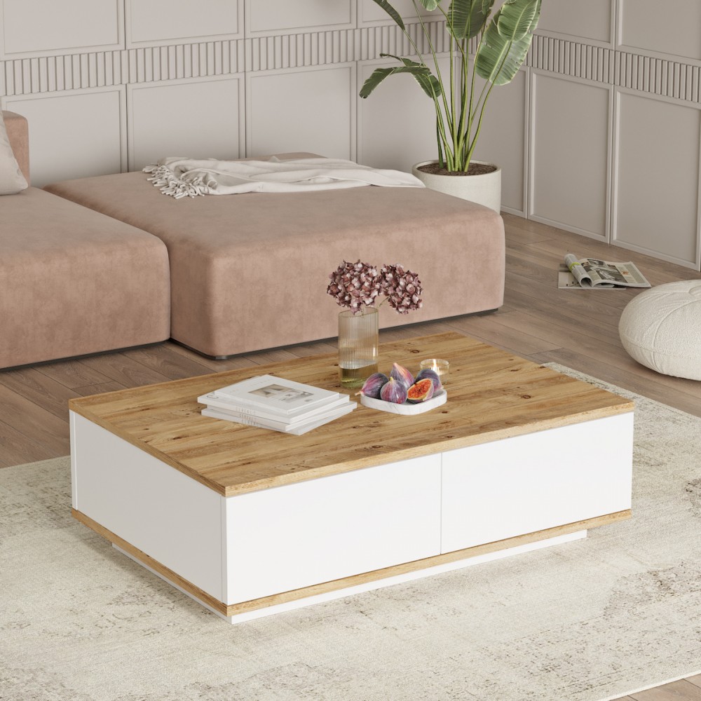 Τραπέζι σαλονιού "VIANA" σε χρώμα atlantic pine/λευκό 90x60x29