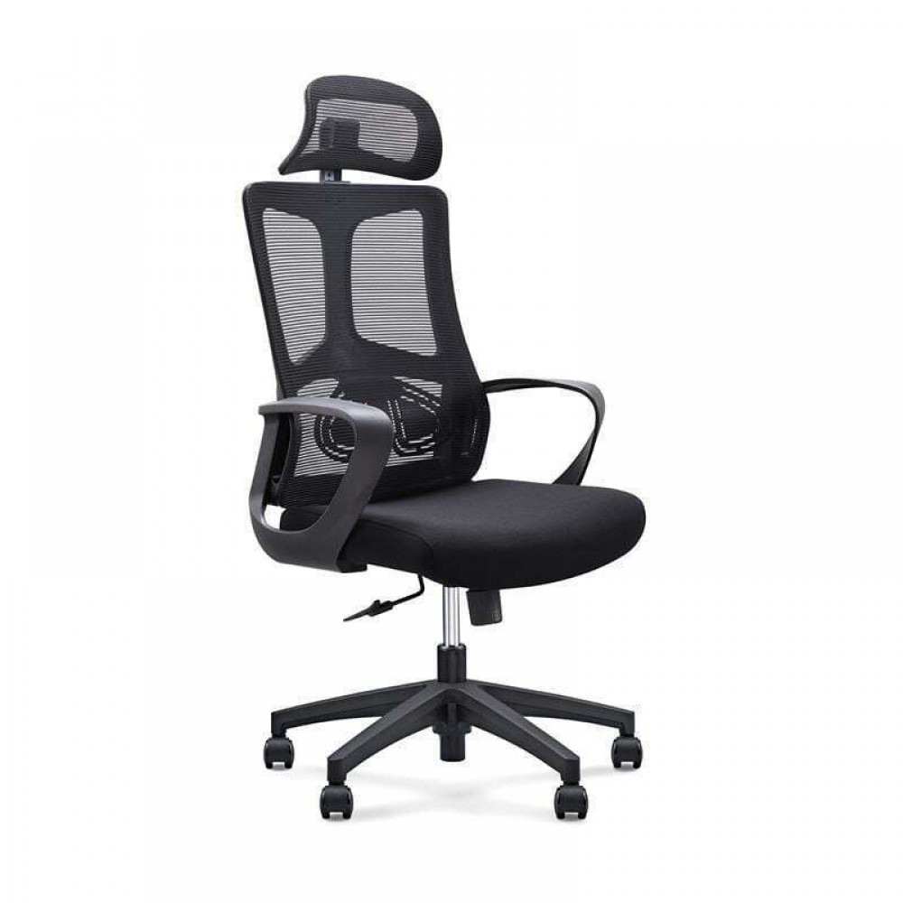 Bf8600 Πολυθρόνα Γραφείου Διευθυντή, Mesh Μαύρο, Ύφασμα Μαύρο