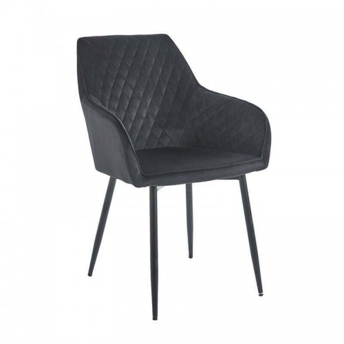 Lila Πολυθρόνα Μέταλλο Βαφή Μαύρο, Ύφασμα Velure Απόχρωση Μαύρο