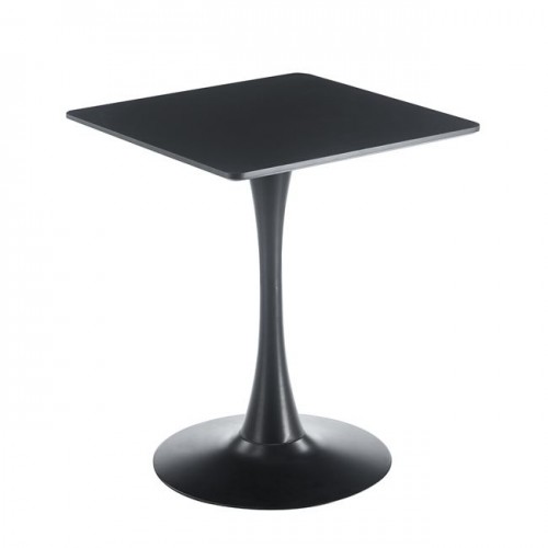 Break Τραπέζι Mdf Μαύρο, Βάση Μέταλλο Βαφή Μαύρο 60x60cm H.75cm