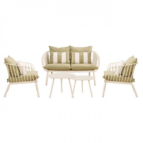 Astrid Set Σαλόνι Κήπου 5Τεμ, Pp & Μέταλλο Cream, Μαξιλάρια Sandy Green