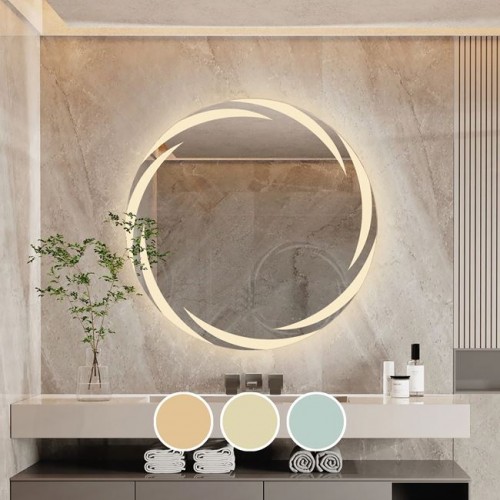 Led-1 Καθρέπτης Τοίχου - Φωτιζόμενος - Αφής, Με 3 Επιλογές Εναλλαγής Χρωμάτων Φ60cm 