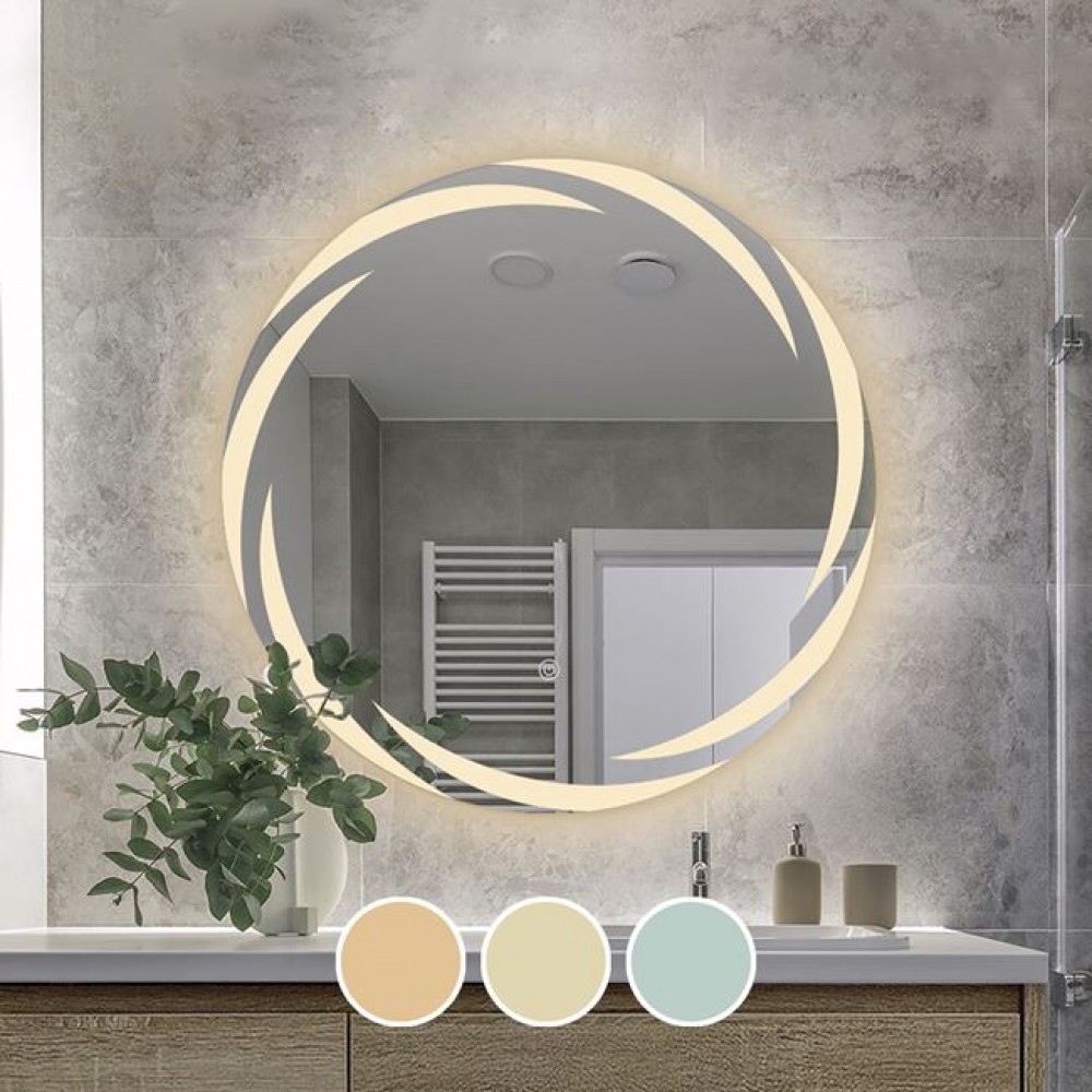 Led-1 Καθρέπτης Τοίχου - Φωτιζόμενος - Αφής, Με 3 Επιλογές Εναλλαγής Χρωμάτων Φ80cm 