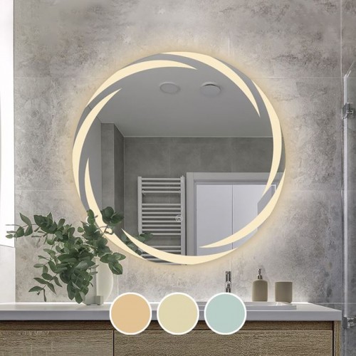 Led-1 Καθρέπτης Τοίχου - Φωτιζόμενος - Αφής, Με 3 Επιλογές Εναλλαγής Χρωμάτων Φ80cm 