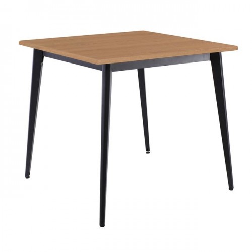 Vidal Τραπέζι Μέταλλο Βαφή Μαύρο, Επιφάνεια 80X80Cm/16Mm Contract Sliq Beech