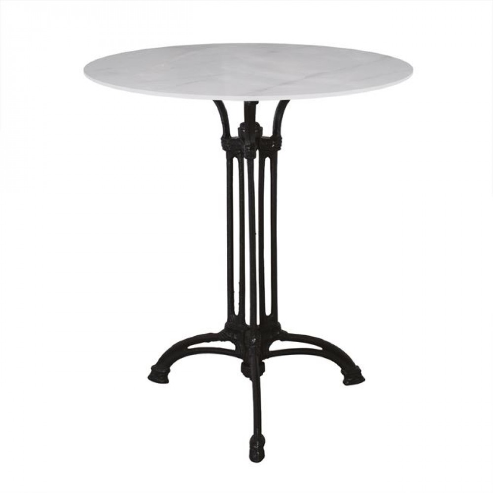 Τραπεζι Sintered Stone Τρίνυχο Μαντέμι, Επιφάνεια 11Mm Απόχρωση White Marble Φ60 H73,5cm