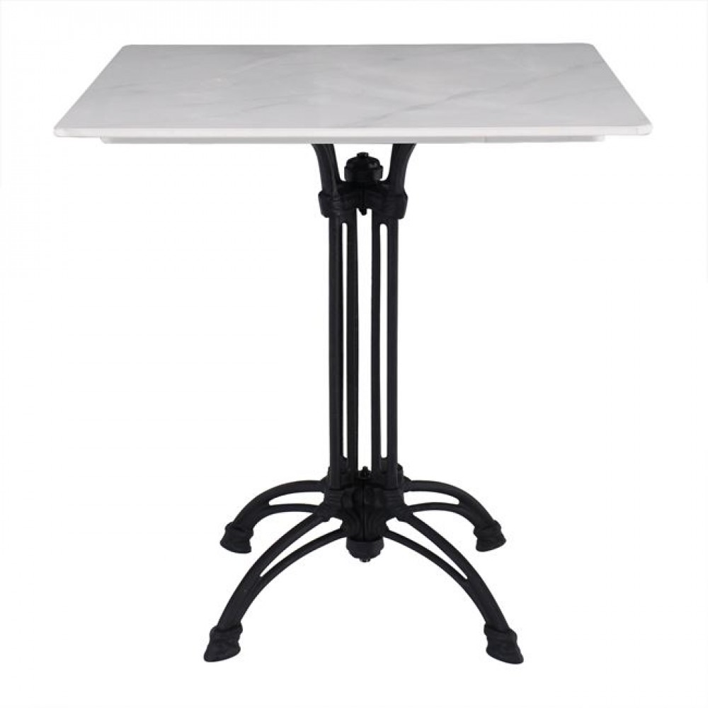 Τραπεζι Sintered Stone-Μαντέμι Τετράνυχο, Επιφάνεια 11Mm Απόχρωση White Marble 70x70 H73,5cm 