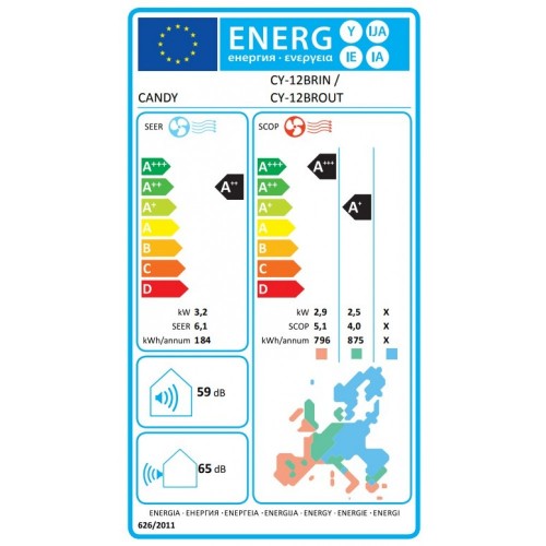 Candy Brezza CY-12BR, Κλιματιστικό 12000 BTU, Class A++/A+++, Wi-Fi, Λευκό
