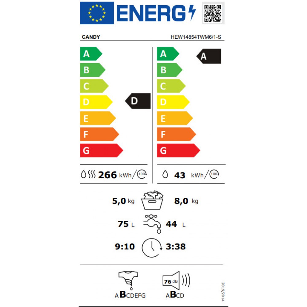 Candy Πλυντήριο-Στεγνωτήριο HEW14854TWM6/1-S (8+5 kg)