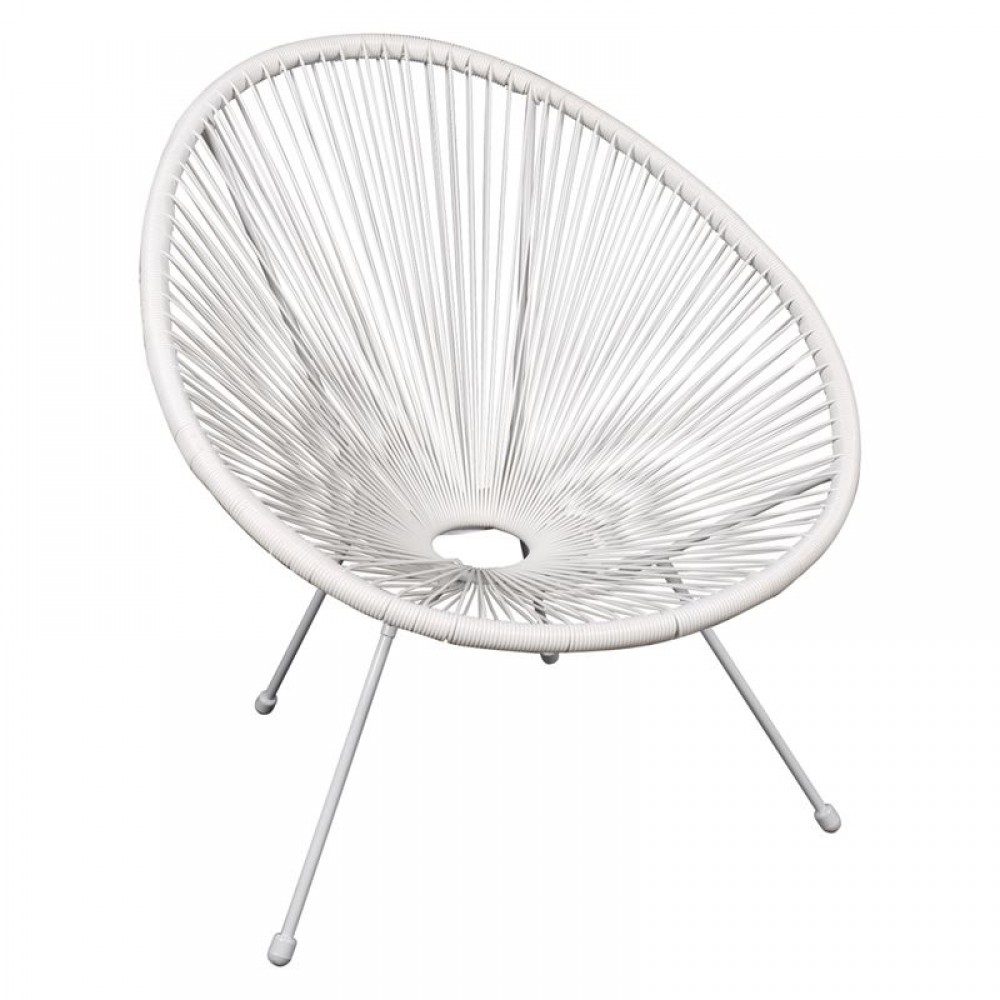 Acapulco Πολ.μεταλ.άσπρη, Plastic Rattan Άσπρο