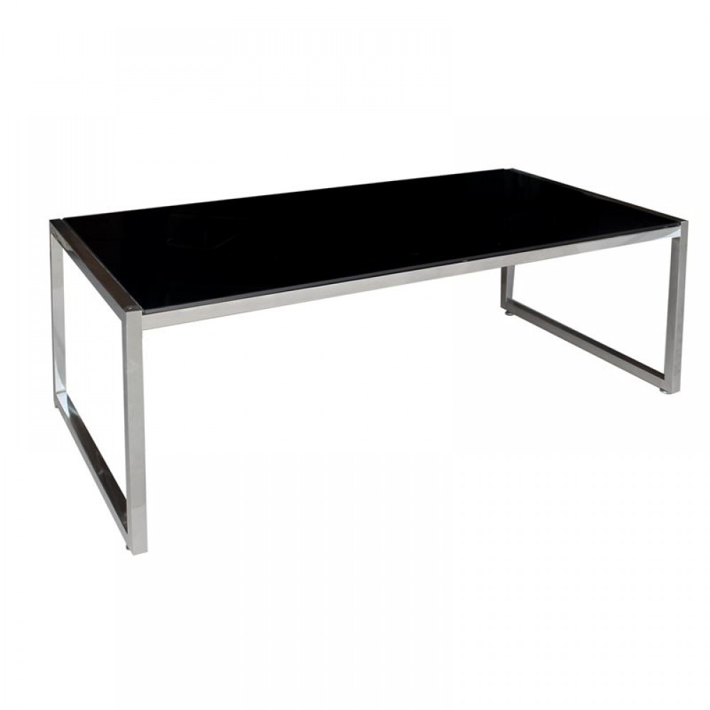 Action Tραπεζάκι Σαλονιού - Καθιστικού 120X60Cm Inox / Μαυρό Γυαλί 8Mm