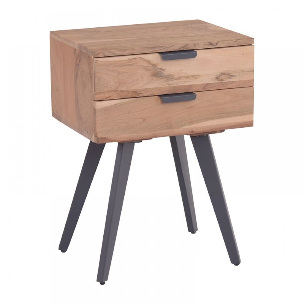 Anko Κομοδίνο 47X35X65Cm Ακακία Φυσικό/μεταλ.μαύρο