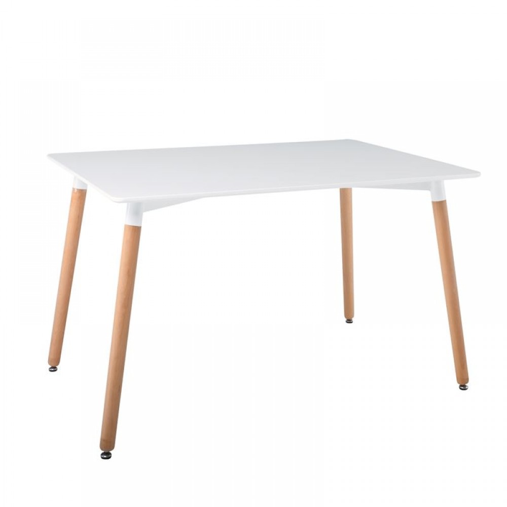 Τραπέζι Art ξύλινο 120Χ80 απο MDF σε λευκό χρώμα και ξύλινα πόδια σε φυσικό χρώμα E7088.1
