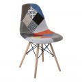 Καρέκλα Art Wood με ύφασμα patchwork EM123.8 (Σετ 4τμχ)