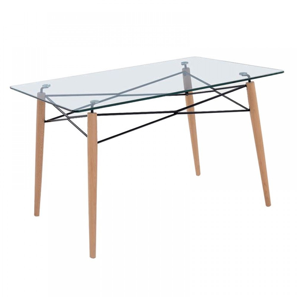 Art Wood Τραπέζι 120X80Cm Ξύλο/γυαλί 10Mm